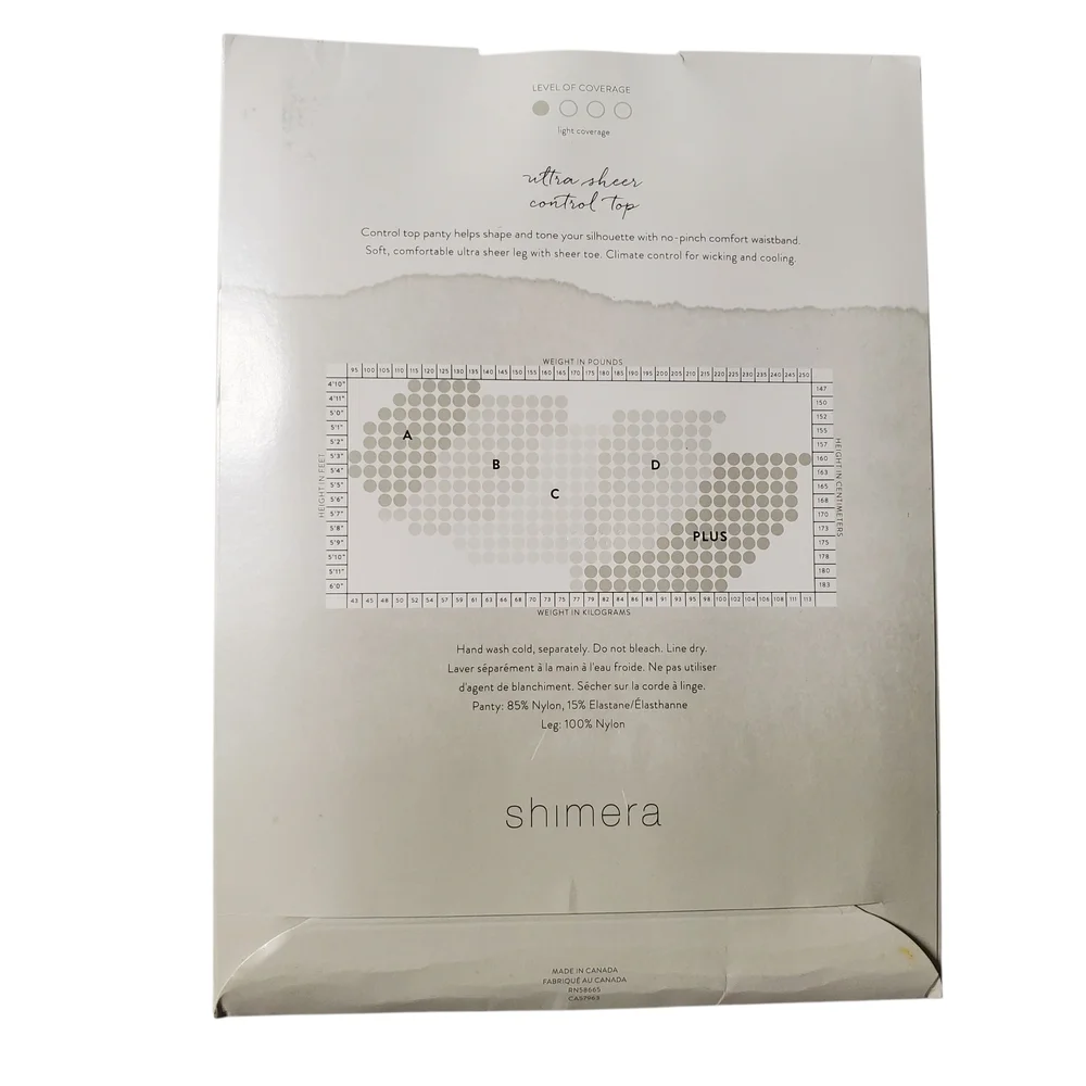 Shimera Sheer Tights Women's Size Plus Black Beige - 4 Pair